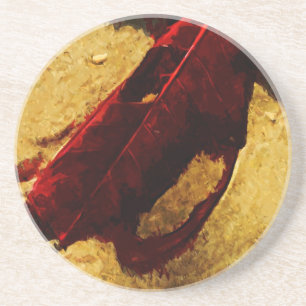 Posavasos Hoja roja sobre el impresionismo abstracto de la p