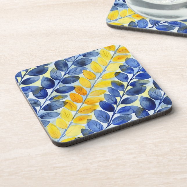 Posavasos Hojas amarillas y azules (Lado Izquierdo)