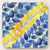 Hojas amarillas y azules