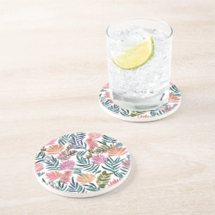 Posavasos Hojas Botánicas Acuarela Floral Colorido Lindo