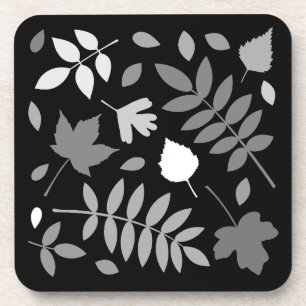 Posavasos Hojas caídas Diseñar el negro blanco gris