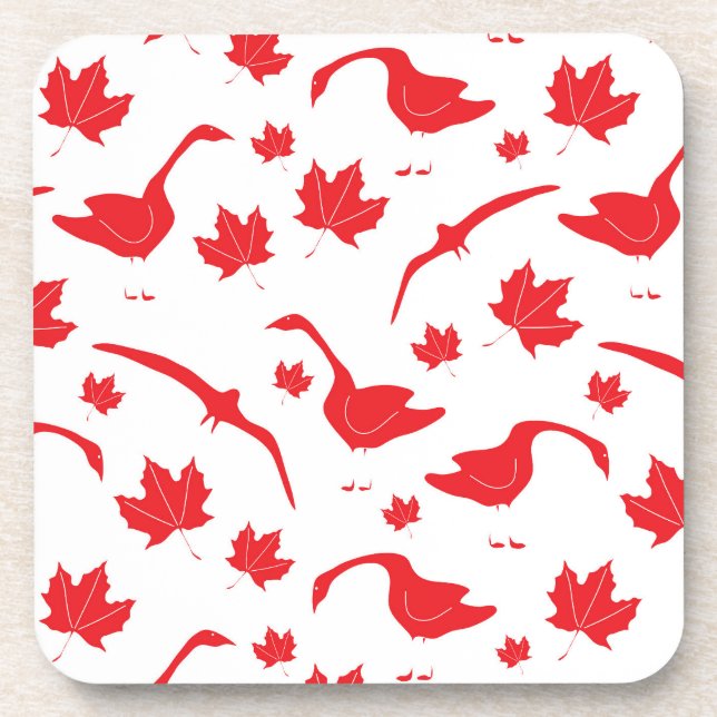 Posavasos Hojas Canadá de Geese y Maple - Bandera canadiense (Frente)