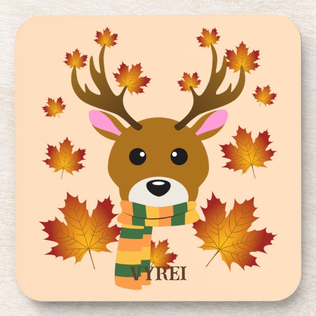 Posavasos Hojas de arce de ciervo de otoño (Frente)