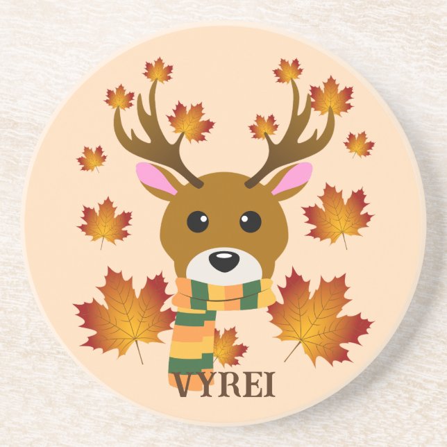 Posavasos Hojas de arce de ciervo de otoño (Frente)