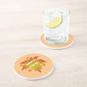 Posavasos Hojas de arce en la tipografía de humor de otoño