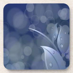 Posavasos Hojas de Bokeh Azul