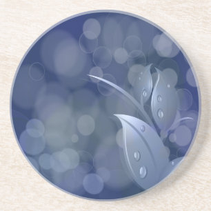 Posavasos Hojas de Bokeh Azul