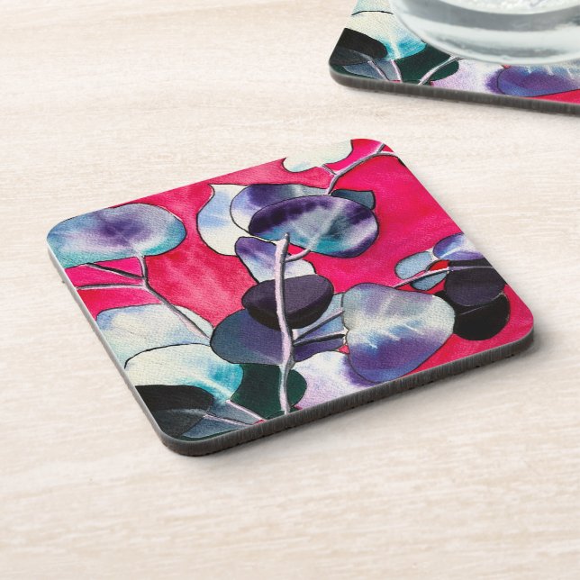 Posavasos Hojas de goma acuarela arte (Lado Izquierdo)
