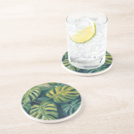 Posavasos Hojas de Monstera Acuarela Botánica