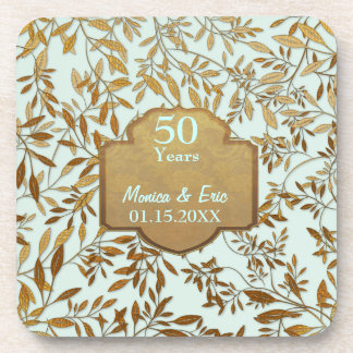 Posavasos Hojas de oro 50° aniversario Boda