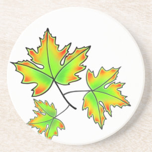 Posavasos hojas de otoño hojas de naranja verde rojo