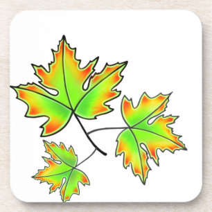 Posavasos hojas de otoño hojas de naranja verde rojo