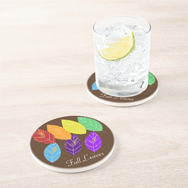 Posavasos Hojas de Otoño Rojo Naranja Verde (Lado)