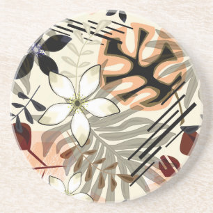 Posavasos Hojas de palma y monstera, tropicales