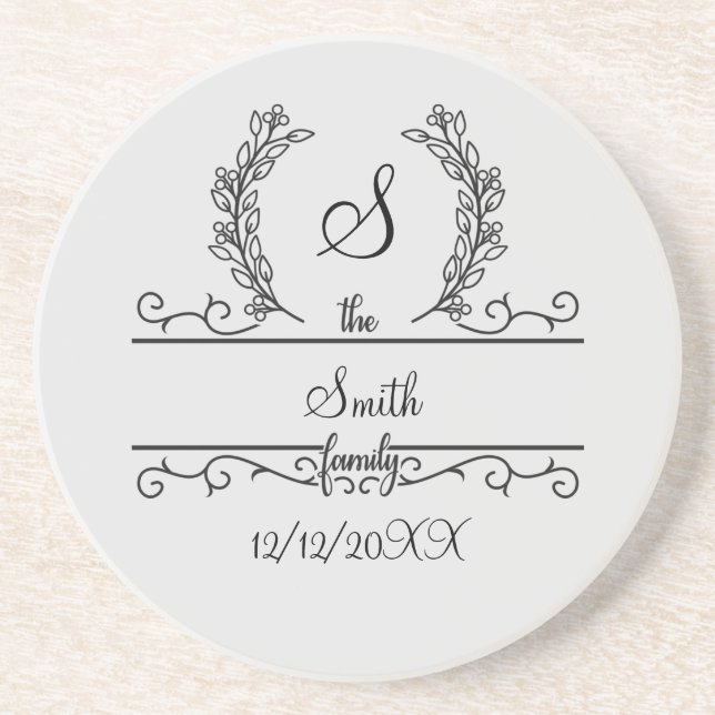Posavasos Hojas de script de nombres de familia personalizad (Frente)