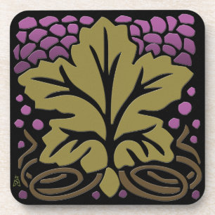 Posavasos Hojas de uva y uvas de artesano