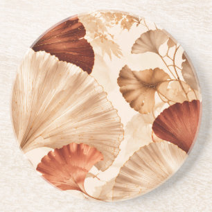 Posavasos Hojas doradas de Ginkgo Diseño botánico elegante