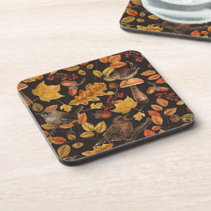 Posavasos Hojas otoñales, bayas, setas y venas