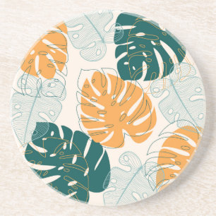 Posavasos Hojas tropicales: Sello de jungla vintage