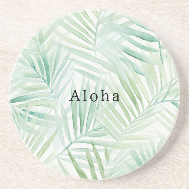 Posavasos Hojas Tropicales Verdes Aloha (Frente)