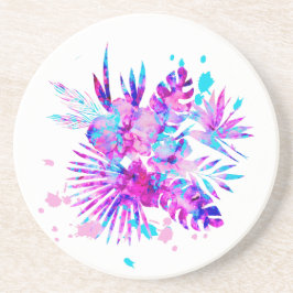 Posavasos Hojas tropicales y florecimiento