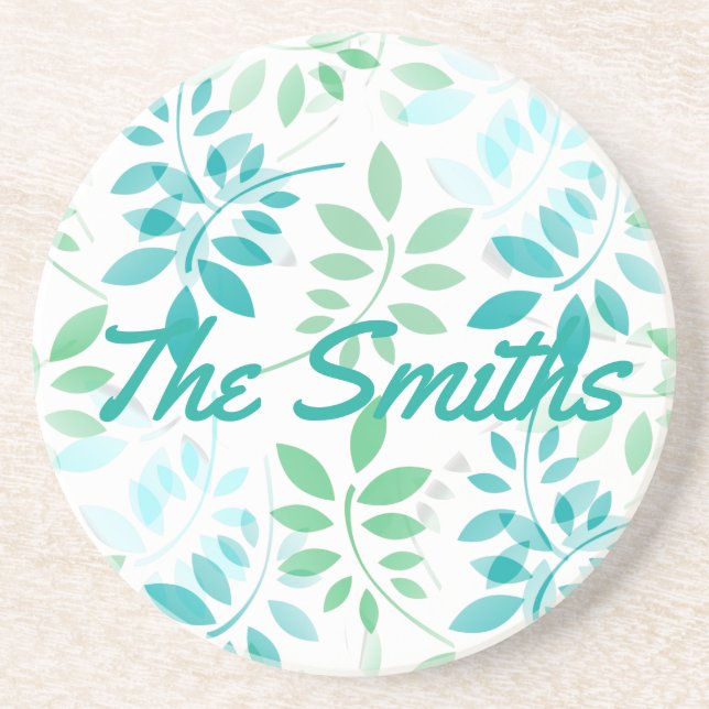 Posavasos Hojas verdes azules (Frente)