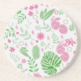 Posavasos Hojas verdes y rosas y flores