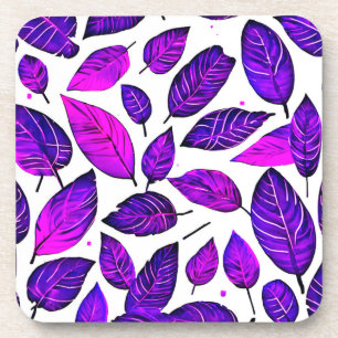 Posavasos Hojas Vívidas Dibujos Animados: Morado Rosa y Azul