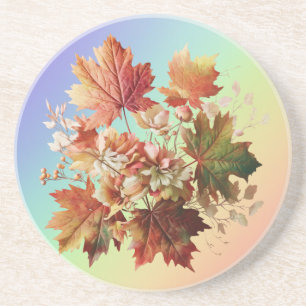 Posavasos Hojas y flores de otoño en el arte de Bouquet en o