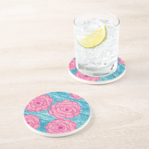 Posavasos Hojas y flores de palmera tropicales