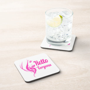 Posavasos Hola espléndida dama encantadora cara de la tipogr