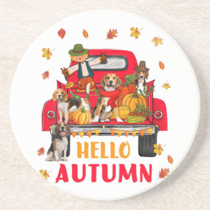 Posavasos Hola otoño otoño Beagle Dog Thankending Pumpkin