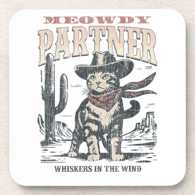 Posavasos Hola Socio Gato Vaquero  (Frente)