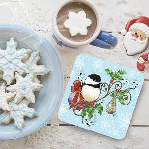 Posavasos Holiday Chickadee