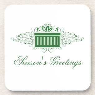 Posavasos Holiday Swirls Present Coaster Set, Verde