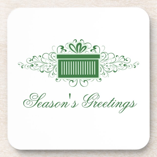 Posavasos Holiday Swirls Present Coaster Set, Verde (Frente)