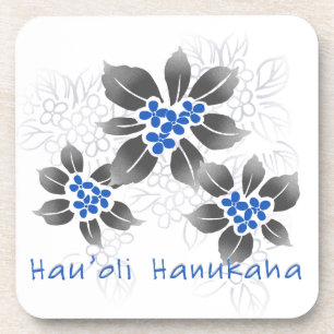 Posavasos Holly Hanukkah Blue Floral