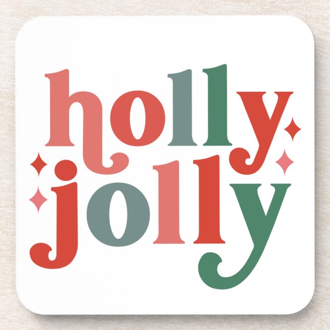 Posavasos Holly Jolly - Tipografía de vacaciones retro (Frente)