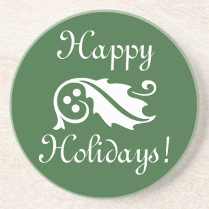 Posavasos Holly leaf and berries Christmas drink coasters