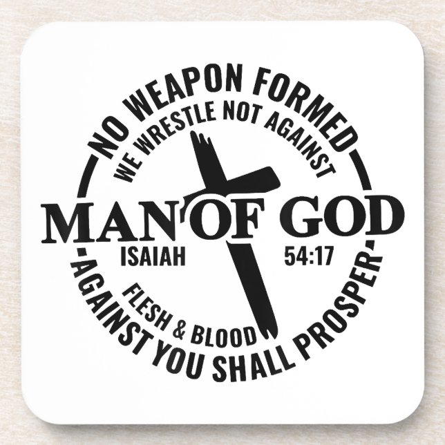 Posavasos Hombre de Dios, ningún arma que se forme contra mí (Frente)