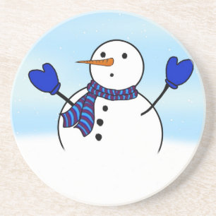 Posavasos Hombre de nieve con Mitones Azules