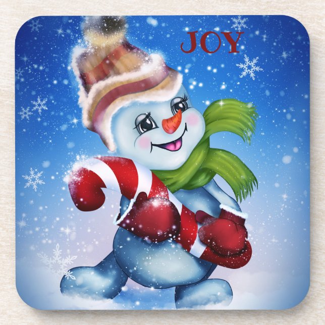 Posavasos Hombre de nieve con una bufanda (Frente)
