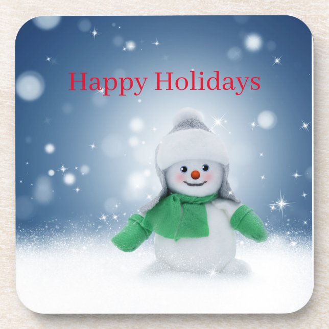 Posavasos Hombre de nieve con una bufanda verde (Frente)