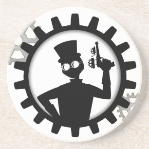 Posavasos Hombre De Steampunk Sostiene Un Arma En El Arco