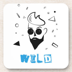 Posavasos Hombre salvaje - Hombre esbozado en negro, blanco