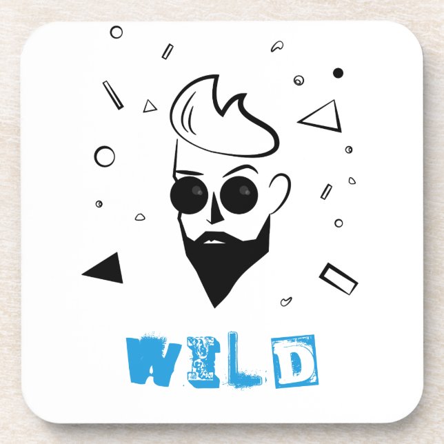 Posavasos Hombre salvaje - Hombre esbozado en negro, blanco  (Frente)