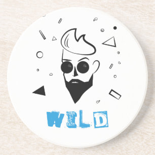 Posavasos Hombre salvaje - Hombre esbozado en negro, blanco