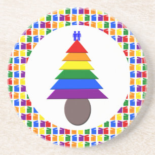 Posavasos Hombres gay arcoiris Árbol de Navidad y regalo