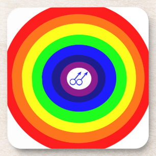 Posavasos Hombres gay rodean la montaña de coral arco iris