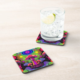 Posavasos Hongos Retro Coloridos Vibrantes Psicodélicos